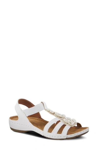 Flexus By Spring Step Adede Floral Sandal In White Patent Leather