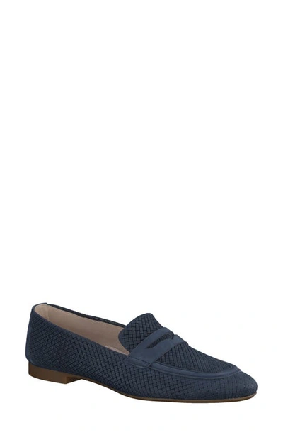 Paul Green Women's Hudson Almond Toe Quilted Leather Loafers In Indigo Nubuck