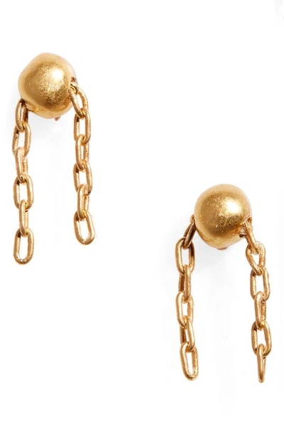 Madewell Chain Drop Stud Earrings In Vintage Gold