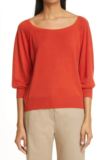 Max Mara Harold Silk & Linen Sweater In Orange