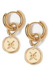 Tess + Tricia Zodiac Drop Huggie Hoop Earrings In Gold - Pisces