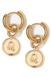 Tess + Tricia Zodiac Drop Huggie Hoop Earrings In Gold - Leo