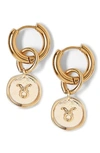 Tess + Tricia Zodiac Drop Huggie Hoop Earrings In Gold - Taurus