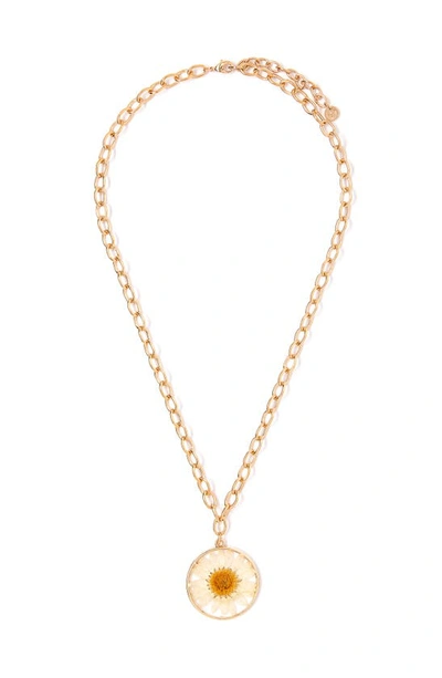 Tess + Tricia Large Daisy Pendant Necklace In White/gold