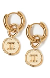 Tess + Tricia Zodiac Drop Huggie Hoop Earrings In Gold - Gemini