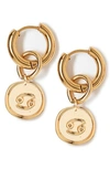 Tess + Tricia Zodiac Drop Huggie Hoop Earrings In Gold - Cancer