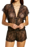 Coquette Lingerie Lace Romper In Black