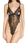 Oh La La Cheri Zuria Crotchless Lace Teddy In Black