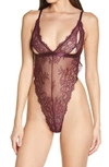 Oh La La Cheri Zuria Open Back Lace Teddy In Potent Purple