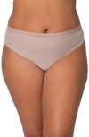 Curvy Couture Sheer Mesh High Cut Briefs In Bark