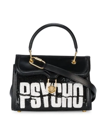 Olympia Le-tan Psycho Mini Marguerite Leather Bag In Black