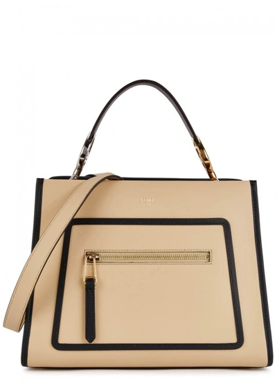 Fendi Runaway Small Leather Tote In Beige