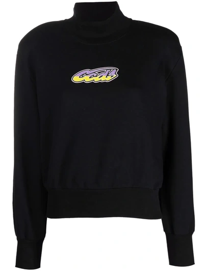 Gcds Logo-print High Neck Sweatshirt In Black