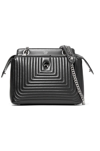 Fendi Black Dotcom Quilted Leather Small Shoulder Bag In Nocolor