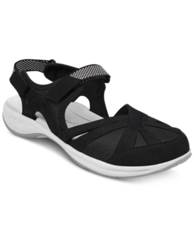 Easy Spirit Esplash Womens Leather Casual Strap Sandals In Black