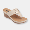 Gc Shoes Women's Genelle Thong Wedge Sandals In Tan/beige