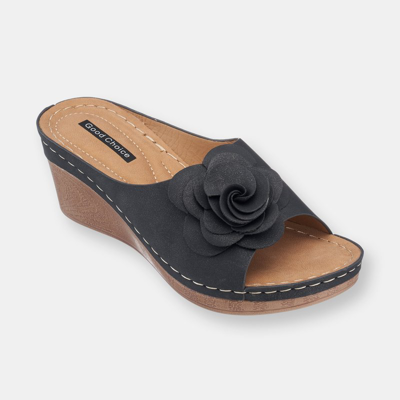 Gc Shoes Tokyo Floral Wedge Sandal In Black