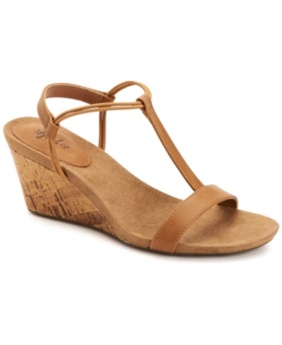 Style & Co Mulan Wedge Sandals, Created For Macy's Women's Shoes In Brown
