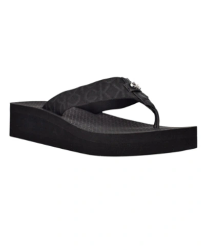 Calvin Klein Women's Meena Beach Slip-on Wedge Flip Flops In Blkfb