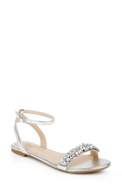 Jewel Badgley Mischka Women's Daria Rhinestone Embellished Evening Flat Sandals In Silver-tone