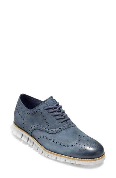 Cole Haan Men's Zerogrand Wingtip Oxfords Men's Shoes In Ombre Blue Nubuck/ Cool Grey