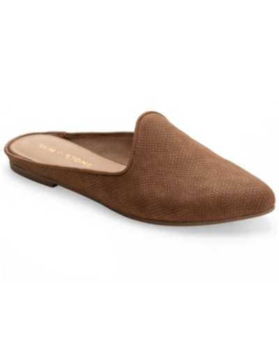 Sun + Stone Ninna Mules, Created For Macy's Women's Shoes In Cognac Snk