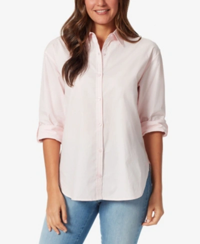 Gloria Vanderbilt Plus Size Daisy Button-down Woven Shirt In Pink Parasol