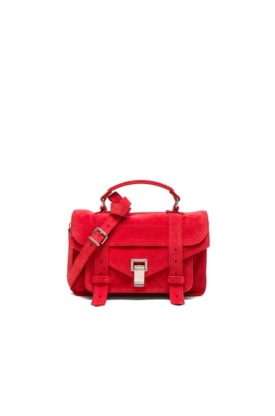 Proenza Schouler Tiny Ps1 Suede In Red. In Flame Red