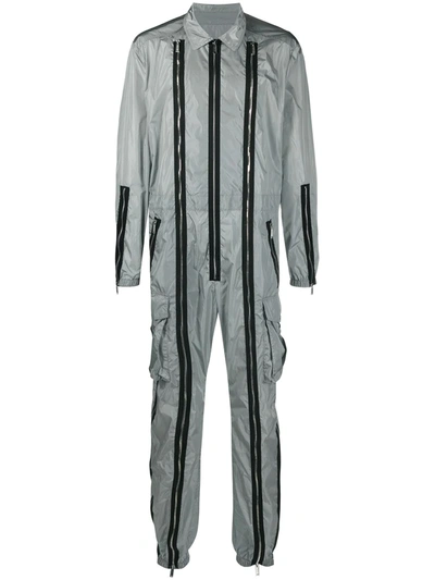 Dsquared2 Multi-zip Straight-leg Jumpsuit In Grey