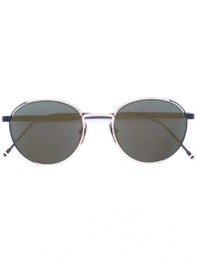Thom Browne Grey & Black Round Frame Sunglasses In Grey/black