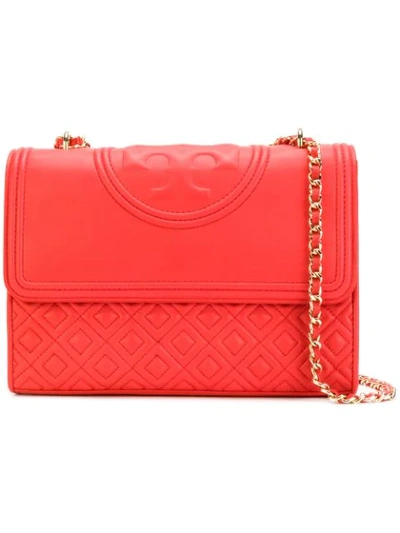 Tory Burch Fleming Leather Convertible Shoulder Bag - Red In Brilliant Red/gold