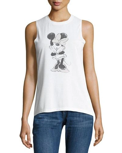 David Lerner High-low Graphic Muscle Tank In White
