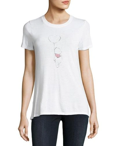 David Lerner Pooh W/ Heart Balloon Graphic Tee In White