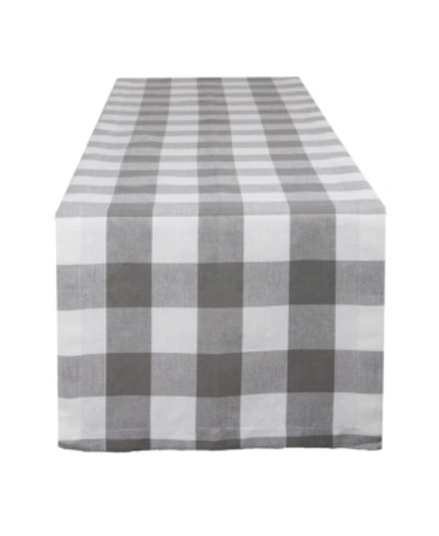 Design Imports Buffalo Check Table Runner, 14" X 108" In Gray