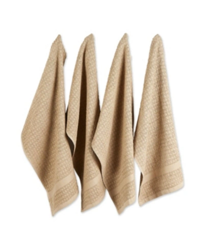 Design Imports Design Import Solid Waffle Terry Dishtowel, Set Of 4 In Tan/beige