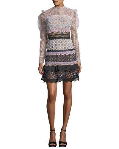 self portrait bellis lace trim dress