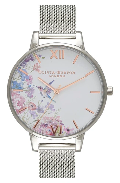 Olivia Burton Women's Painterly Prints Stainless Steel Mesh Bracelet Watch 38mm