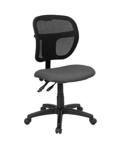 Clickhere2shop Mid-back Mesh Task Chair With Navy Blue Fabric Seat In Gray