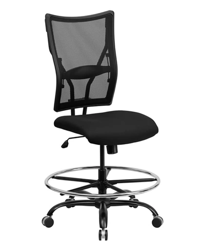 Clickhere2shop Offex 400 Lb. Capacity Big & Tall Black Mesh Drafting Stool With Arms In Multi