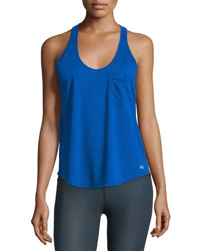 Alo Yoga Extreme Racer Mesh Sport Tank Top, Blue In Deep Electric Blu