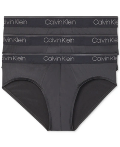 Calvin Klein Men's 3-pack Microfiber Stretch Low-rise Briefs Underwear In Gray