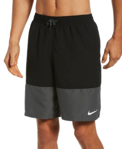 Nike Men's Big & Tall Colorblocked 9" Swim Trunks In Black