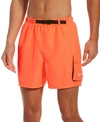 Nike Men's Swim Belted Packable Volley Shorts In Bright Mango