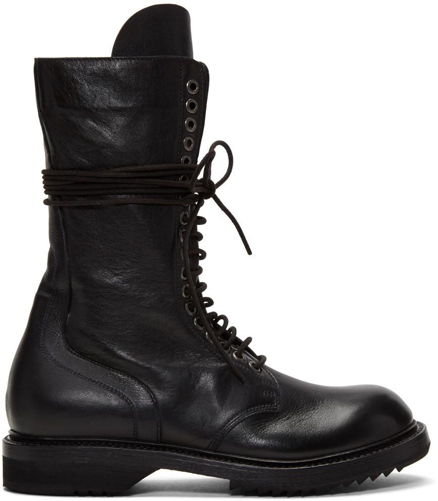 Rick Owens Army Boots In 09 Black | ModeSens