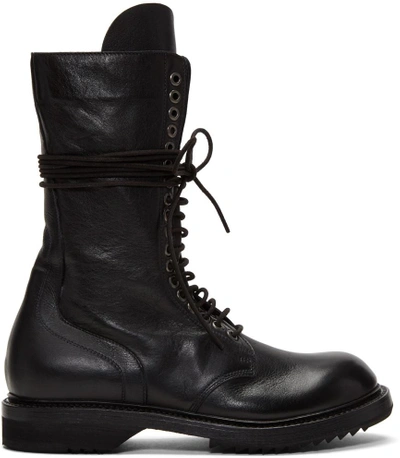 Rick Owens Army Boots In 09 Black
