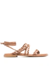 Stuart Weitzman Braided-strap Leather Sandals In Beige