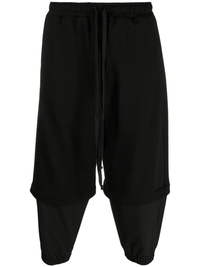 Alchemy Layered Drop-crotch Trousers In Black