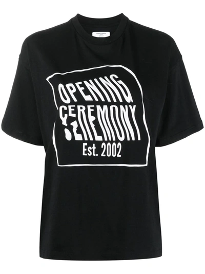Opening Ceremony Womens Warped Logo S/s T-shirt In Black