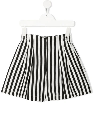 Monnalisa Kids' Stripe-print Pleat-detail Shorts In Black