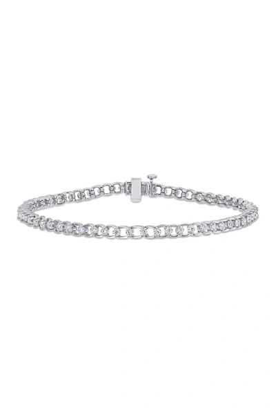 Delmar Sterling Silver Created 1 7/8ctw Moissanite Bracelet In White